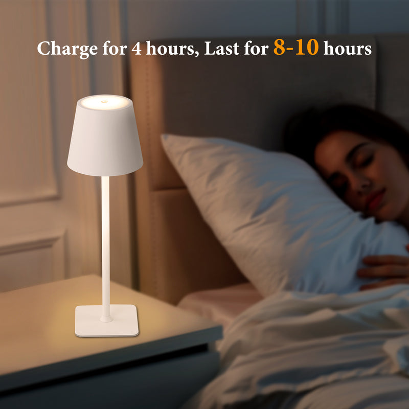 4-Pack 14” White LED Cordless Table Lamp, 3CCT Dimmable Portable Desk Lamps