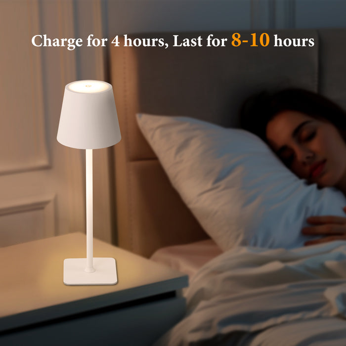 4-Pack 14” White LED Cordless Table Lamp, 3CCT Dimmable Portable Desk Lamps