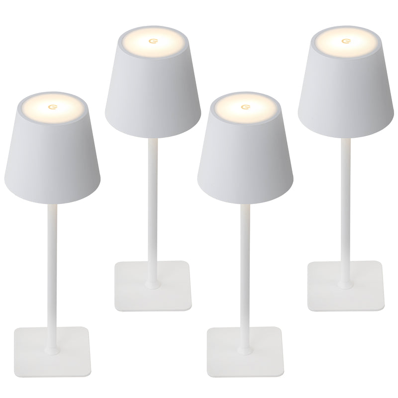 4-Pack 14” White LED Cordless Table Lamp, 3CCT Dimmable Portable Desk Lamps