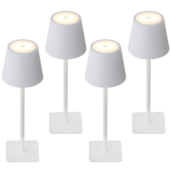 4-Pack 14” White LED Cordless Table Lamp, 3CCT Dimmable Portable Desk Lamps