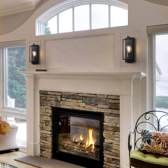 2 Pack Matte Black Battery Operated Rechargeable Indoor Wall Sconce Light
