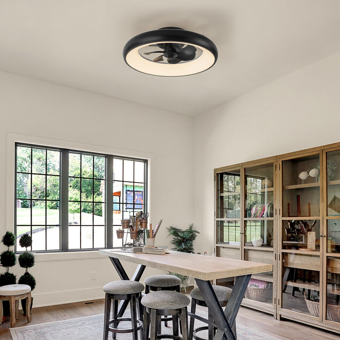 20in Dimmable LED RGB Black Smart Ceiling Fan with Light and Voice/App/Remote Control