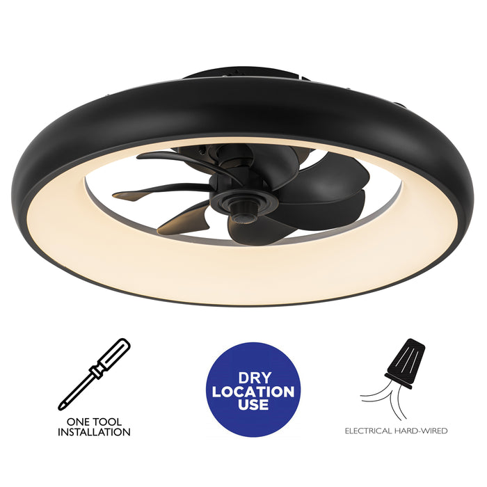 20in Dimmable LED RGB Black Smart Ceiling Fan with Light and Voice/App/Remote Control