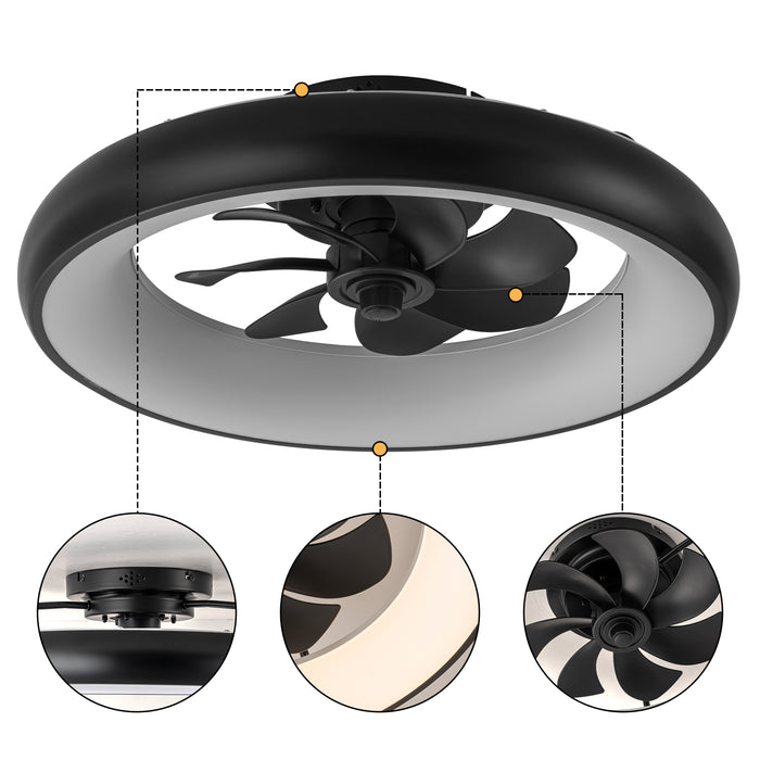 20in Dimmable LED RGB Black Smart Ceiling Fan with Light and Voice/App/Remote Control