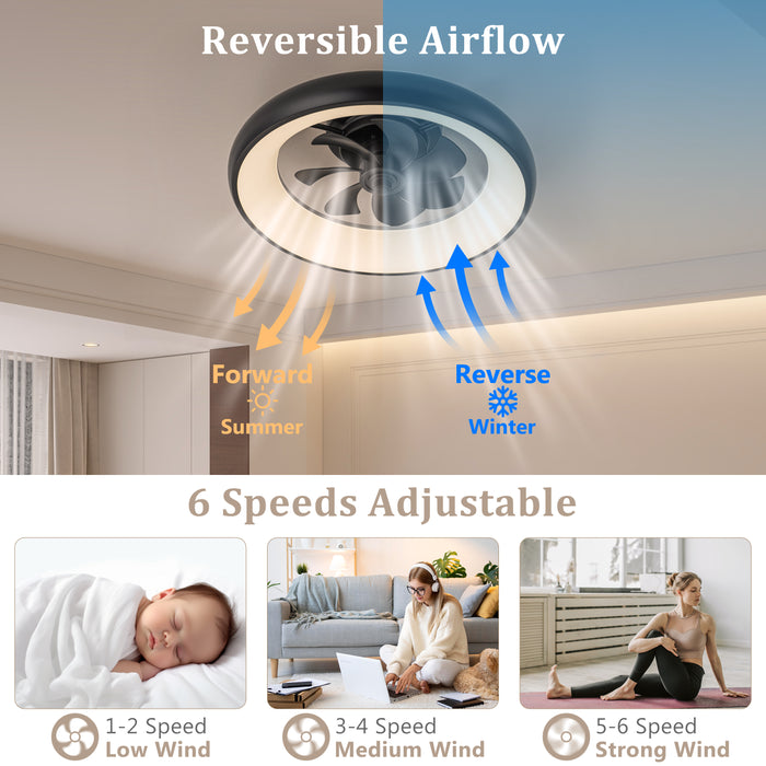 20in Dimmable LED RGB Black Smart Ceiling Fan with Light and Voice/App/Remote Control