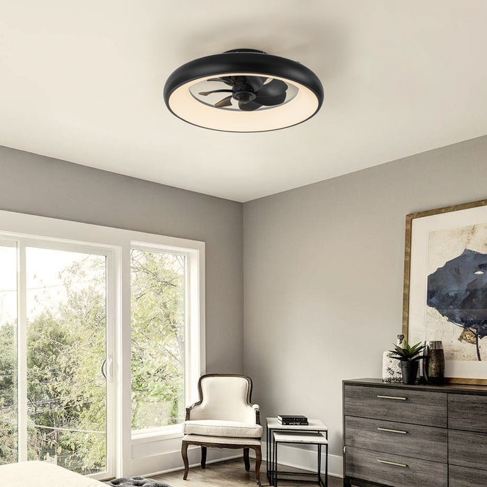 20in Dimmable LED RGB Black Smart Ceiling Fan with Light and Voice/App/Remote Control