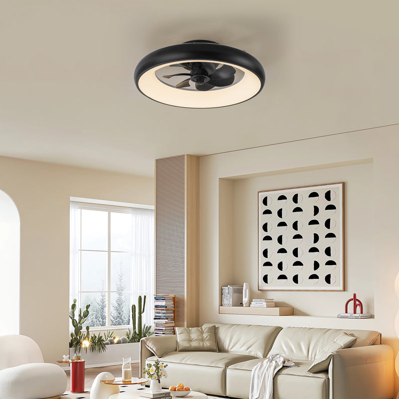 20in Dimmable LED RGB Black Smart Ceiling Fan with Light and Voice/App/Remote Control