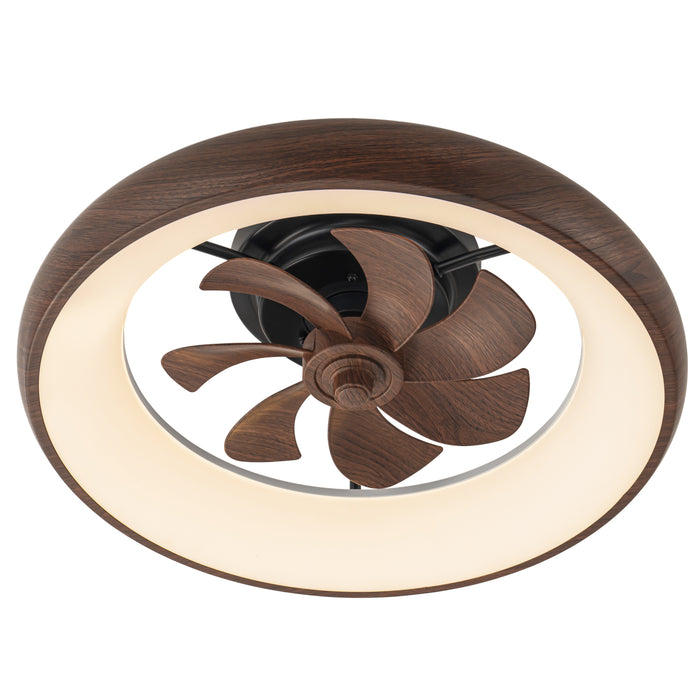 20in Dimmable LED RGB Walnut Woodgrain Smart Ceiling Fan with Light and Voice/App/Remote Control