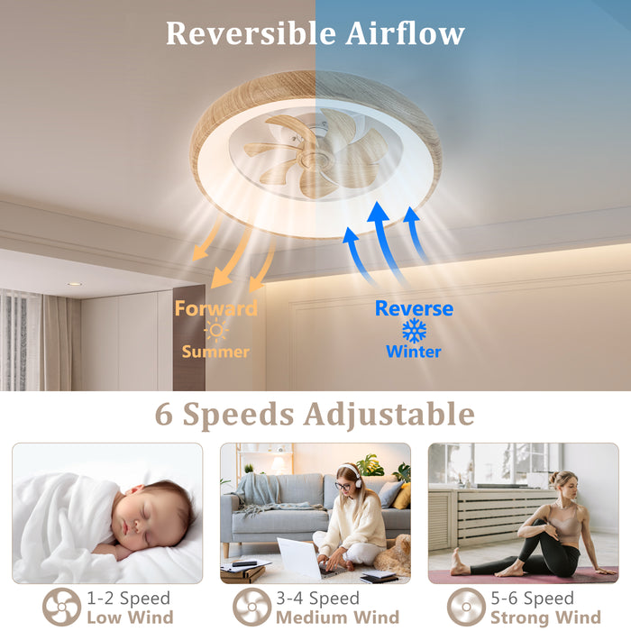 20in Dimmable LED RGB Woodgrain Smart Ceiling Fan with Light and Voice/App/Remote Control
