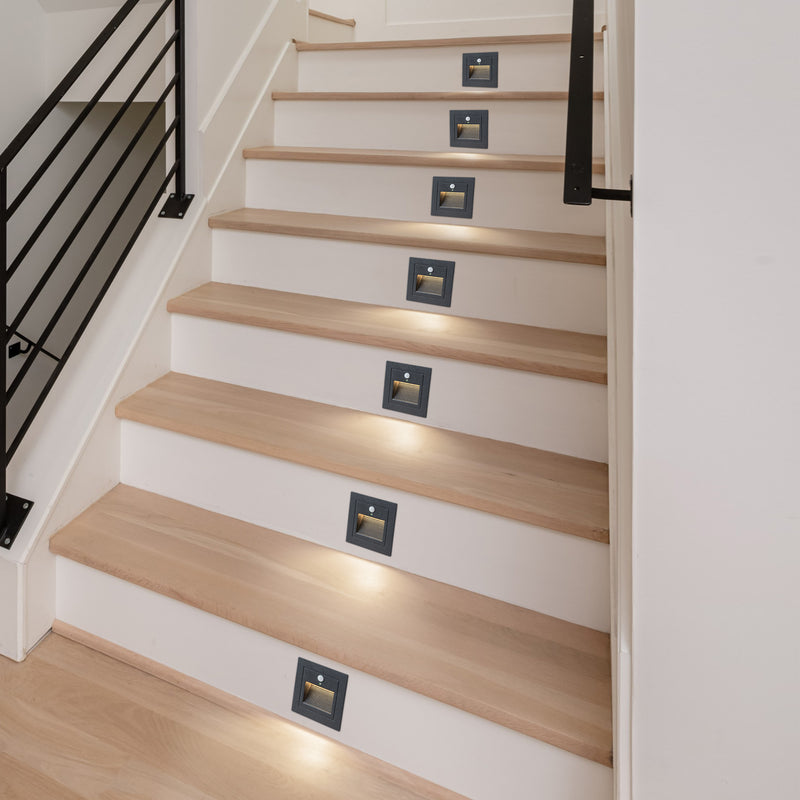 Black Aluminum Hardwired Motion Sensing Outdoor Deck Step Light with glass Lens