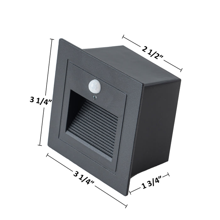 Black Aluminum Hardwired Motion Sensing Outdoor Deck Step Light with glass Lens(6-Pack)