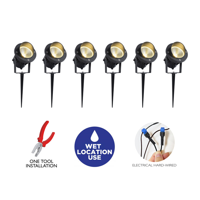 11inch Outdoor LED Landscape Spotlight with Ground Stakes for Garden Pathway and Courtyard