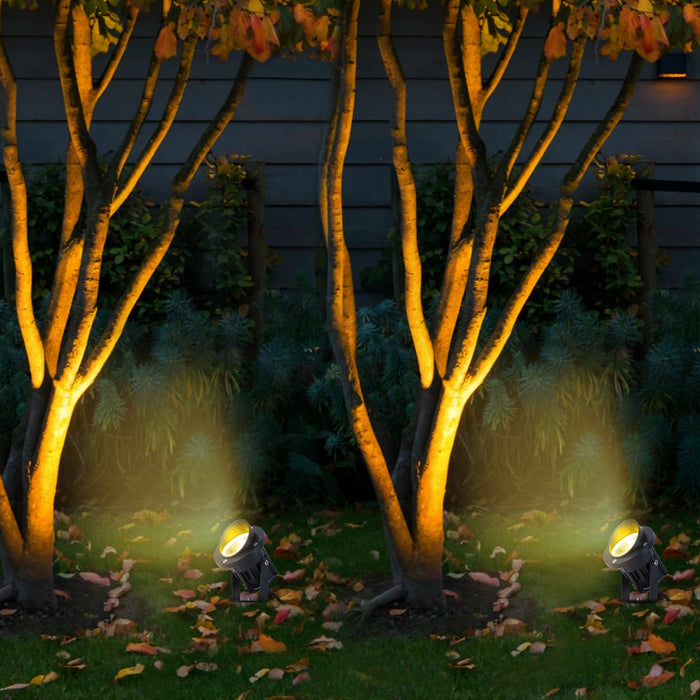 6-Pack Matte Black Outdoor LED Landscape Spotlight with Ground Stakes for Garden Pathway and Courtyard