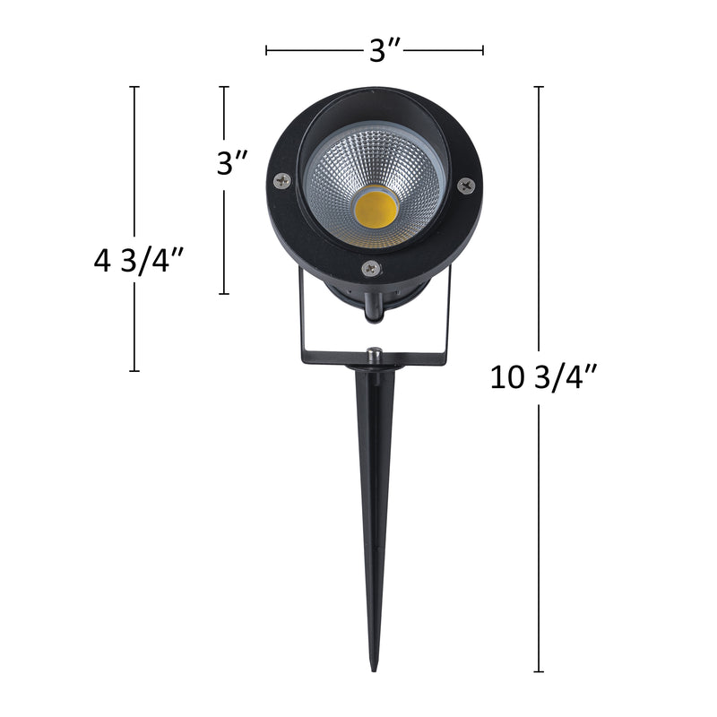 6-Pack Matte Black Outdoor LED Landscape Spotlight with Ground Stakes for Garden Pathway and Courtyard