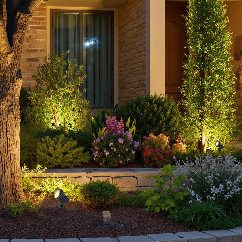 6-Pack Outdoor LED Landscape Spotlight with Ground Stakes for Garden Pathway and Courtyard