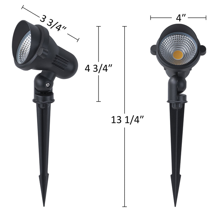 6-Pack Outdoor LED Landscape Spotlight with Ground Stakes for Garden Pathway and Courtyard