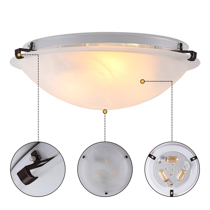 15.75 in. Bronze Flush Mount Ceiling Light with Alabaster Glass (4-Pack)