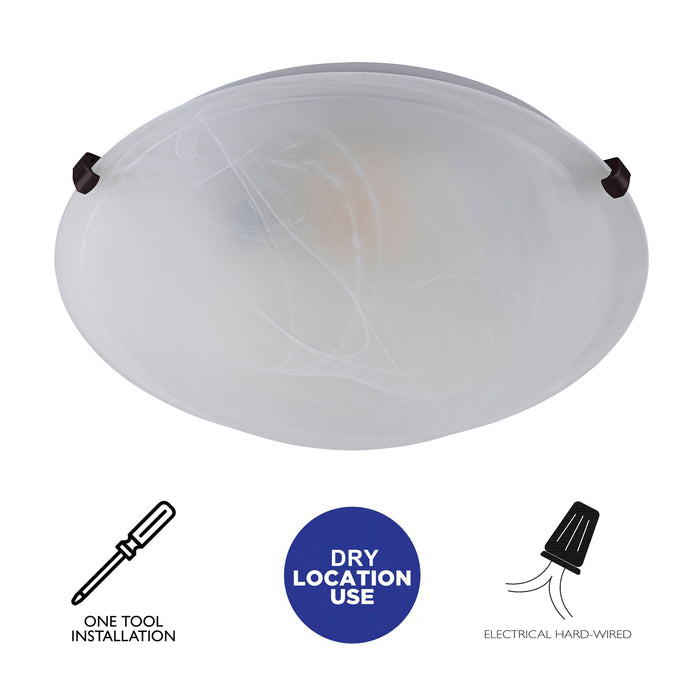15.75 in. Bronze Flush Mount Ceiling Light with Alabaster Glass (4-Pack)