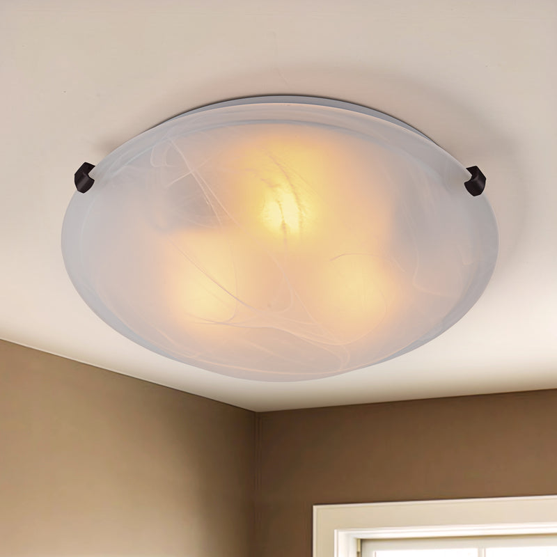 15.75 in. Bronze Flush Mount Ceiling Light with Alabaster Glass (4-Pack)