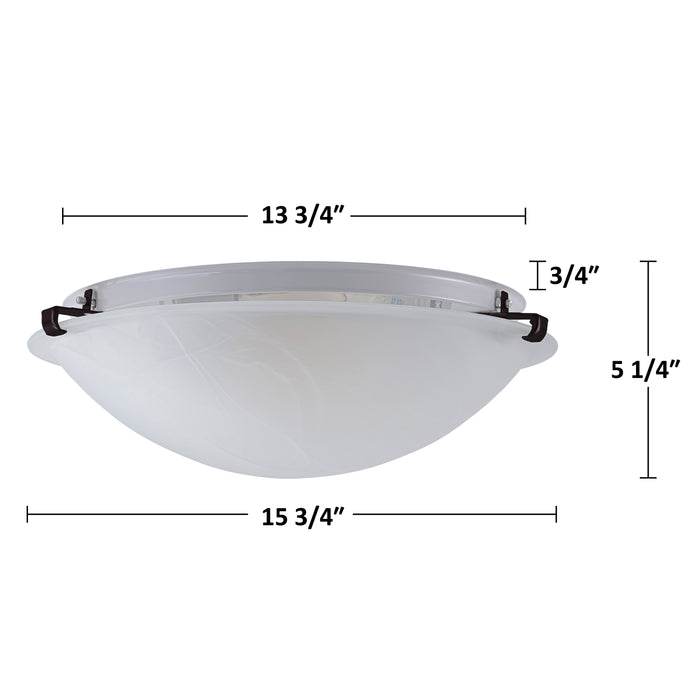 15.75 in. Bronze Flush Mount Ceiling Light with Alabaster Glass (4-Pack)