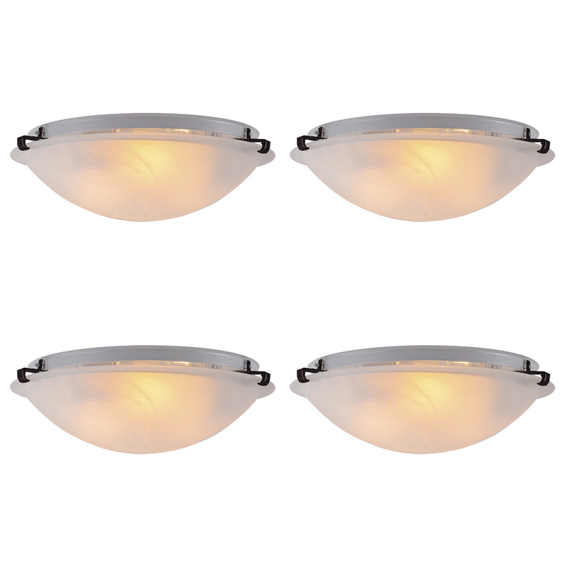 15.75 in. Bronze Flush Mount Ceiling Light with Alabaster Glass (4-Pack)
