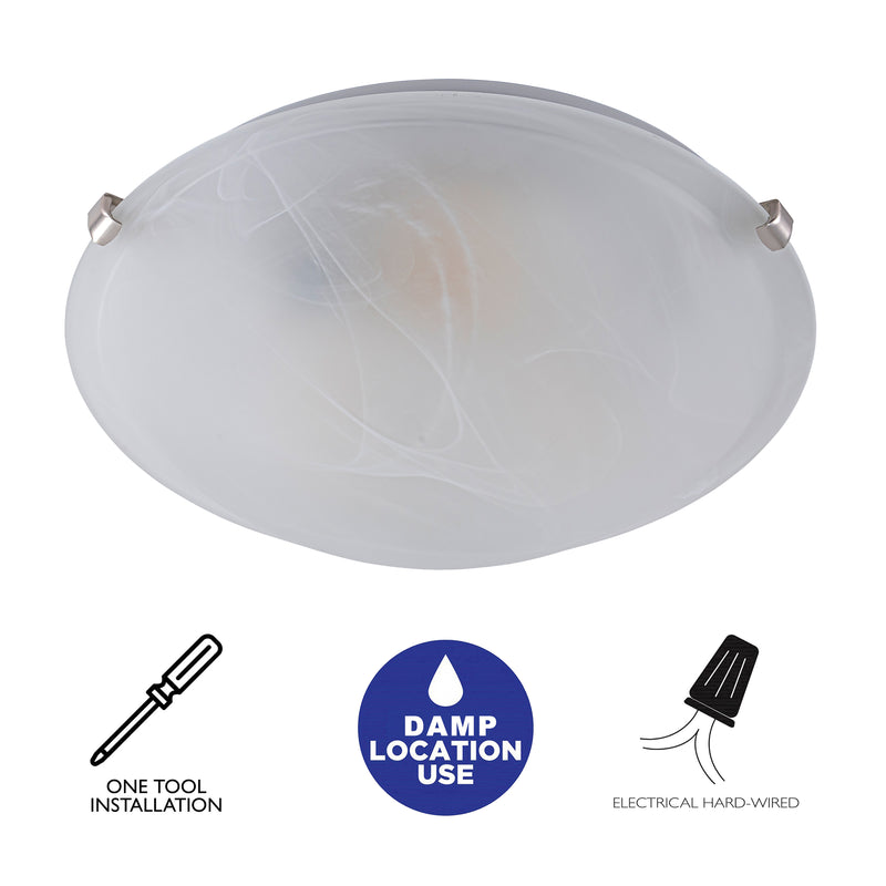 4-Pack 15.75 in. Brushed Nickel Flush Mount Ceiling Light with Alabaster Glass