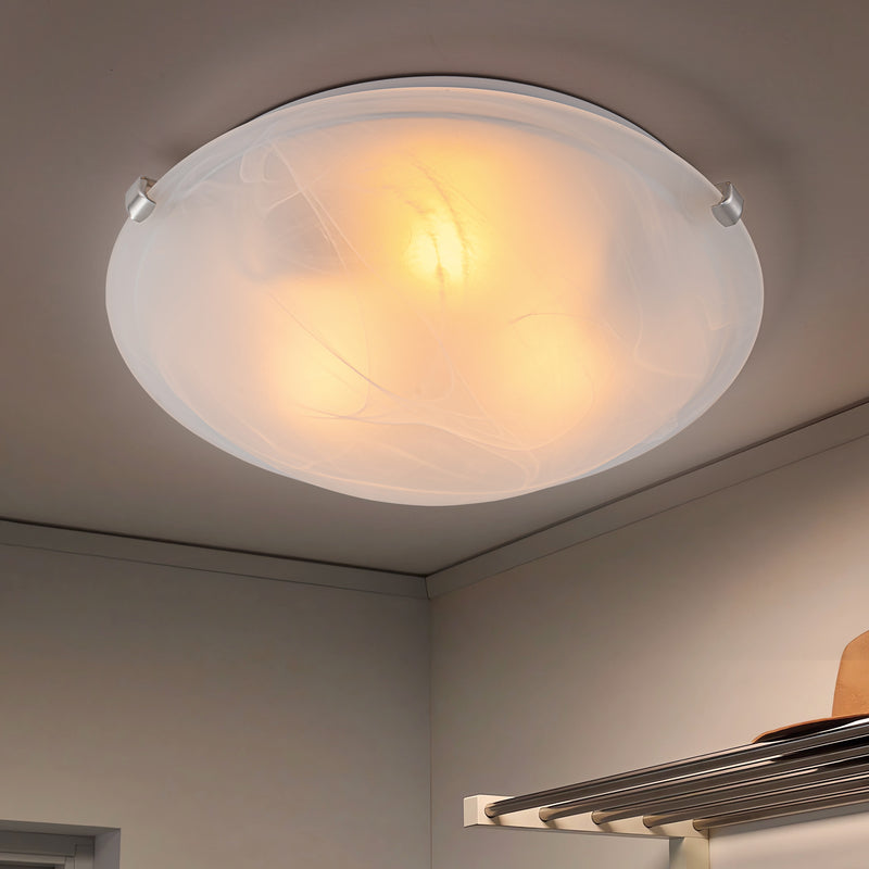 4-Pack 15.75 in. Brushed Nickel Flush Mount Ceiling Light with Alabaster Glass