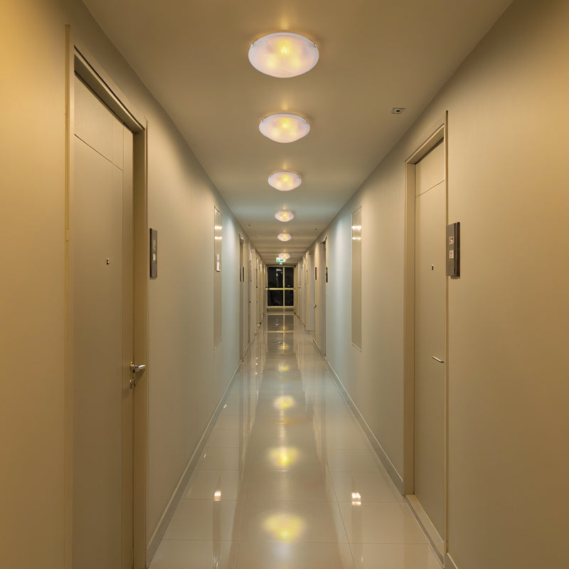 4-Pack 15.75 in. Brushed Nickel Flush Mount Ceiling Light with Alabaster Glass