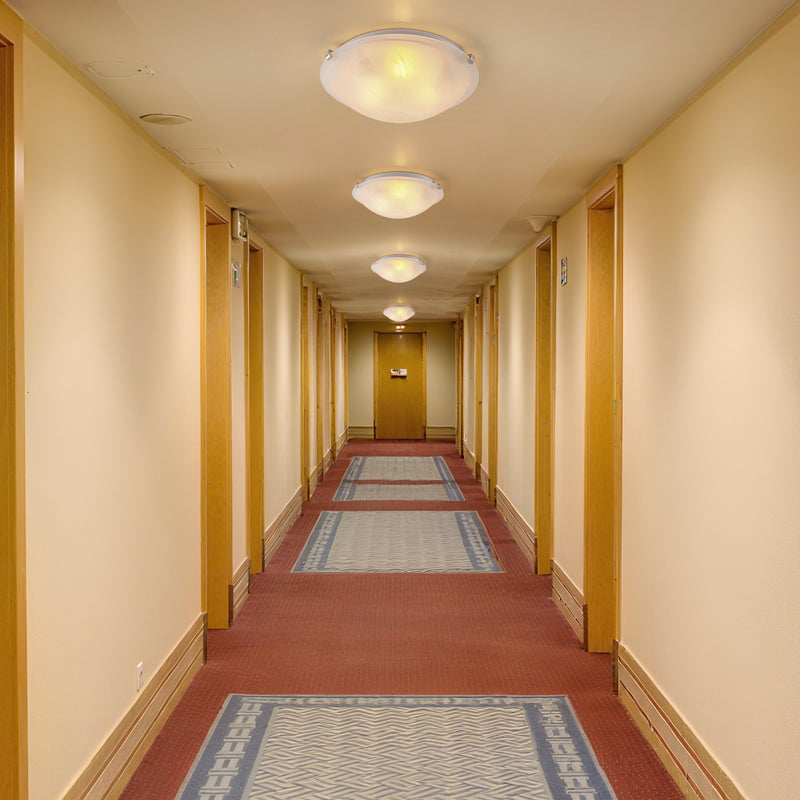 4-Pack 15.75 in. Brushed Nickel Flush Mount Ceiling Light with Alabaster Glass