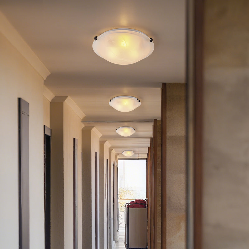 12 in. Bronze Flush Mount Ceiling Light with Alabaster Glass (6-Pack)
