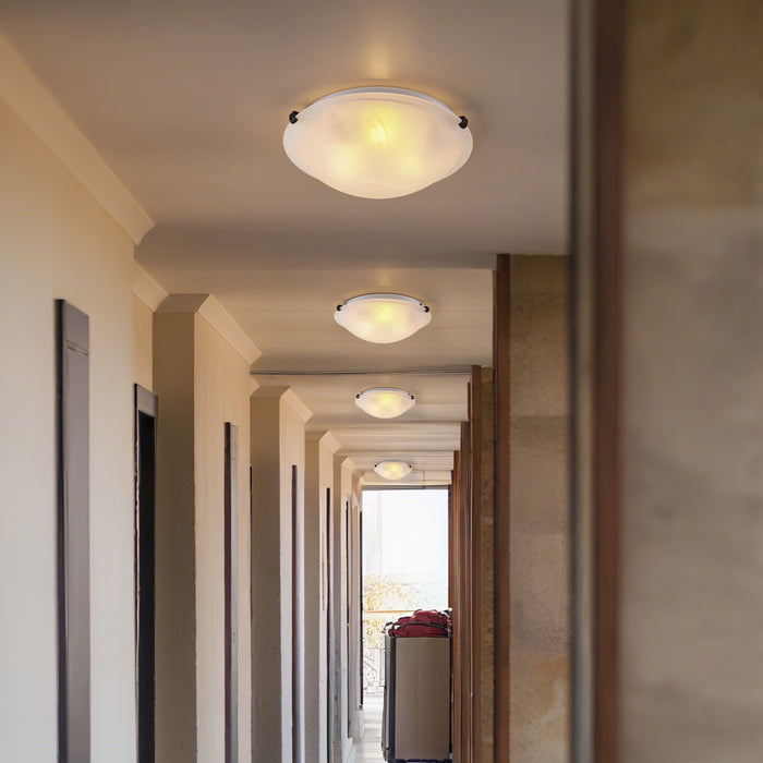 12 in. Bronze Flush Mount Ceiling Light with Alabaster Glass (6-Pack)