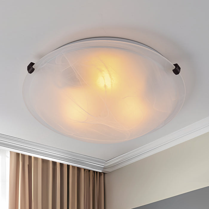 12 in. Bronze Flush Mount Ceiling Light with Alabaster Glass (6-Pack)