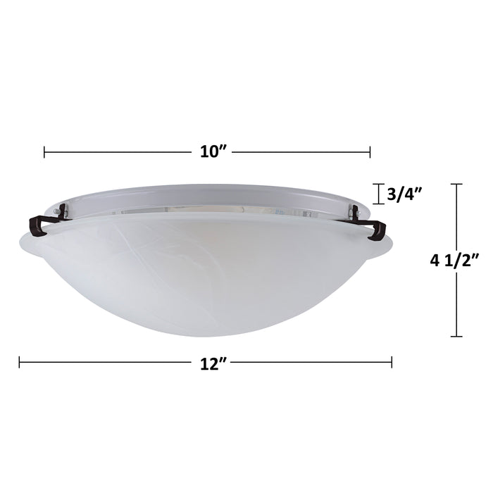 12 in. Bronze Flush Mount Ceiling Light with Alabaster Glass (6-Pack)