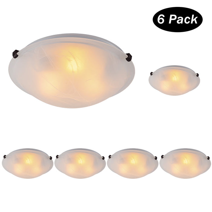 12 in. Bronze Flush Mount Ceiling Light with Alabaster Glass (6-Pack)