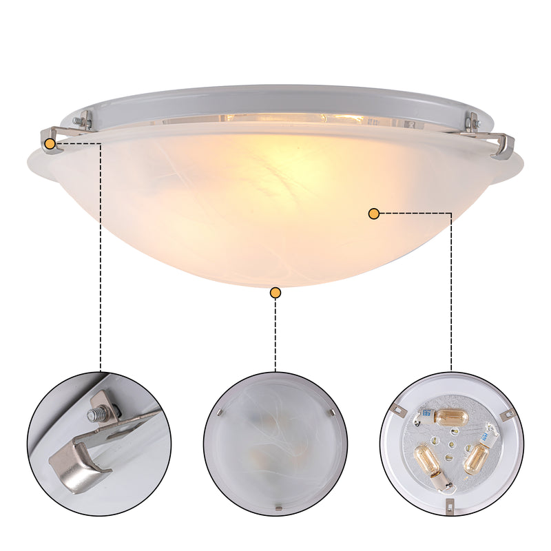 12 in. Brushed Nickel Flush Mount Ceiling Light with Alabaster Glass (6-Pack)