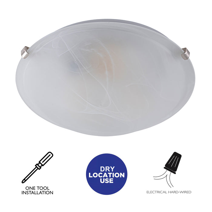 12 in. Brushed Nickel Flush Mount Ceiling Light with Alabaster Glass (6-Pack)