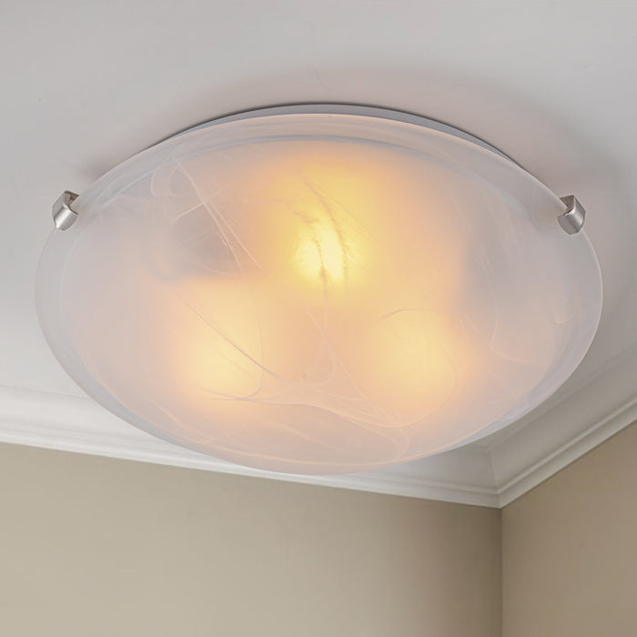 12 in. Brushed Nickel Flush Mount Ceiling Light with Alabaster Glass (6-Pack)