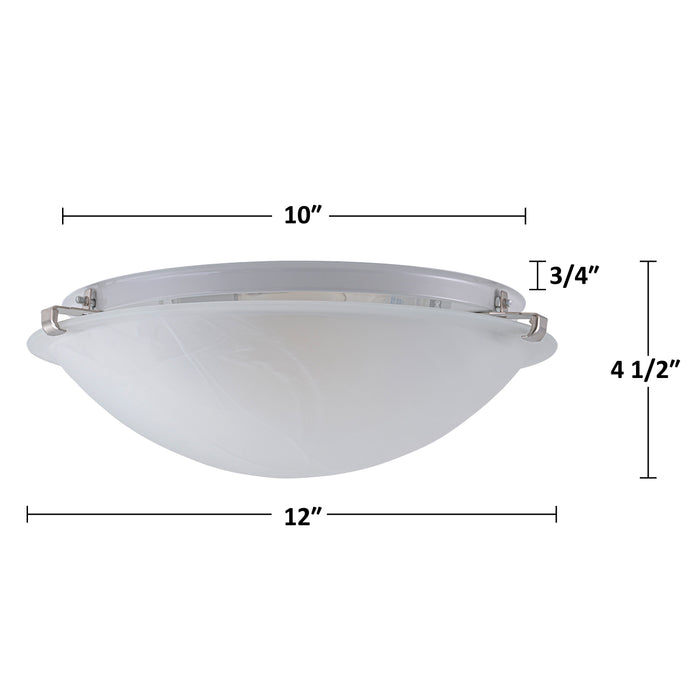 12 in. Brushed Nickel Flush Mount Ceiling Light with Alabaster Glass (6-Pack)
