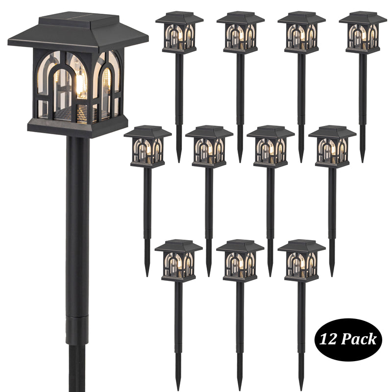 Black Solar LED Outdoor Path Lights (12-Pack)