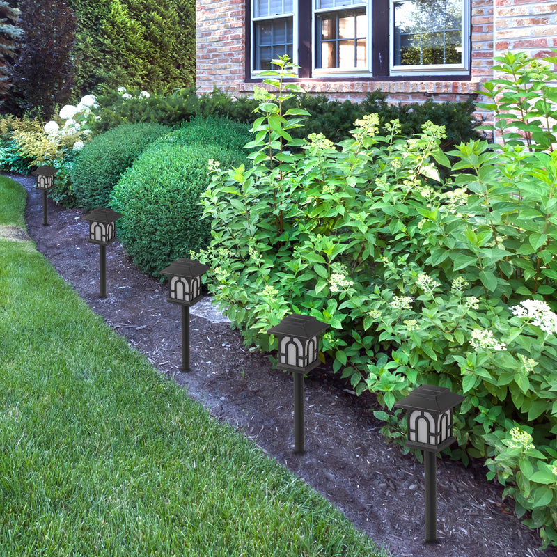 Black Solar Flickering Flame LED Outdoor Path Lights (6-Pack)