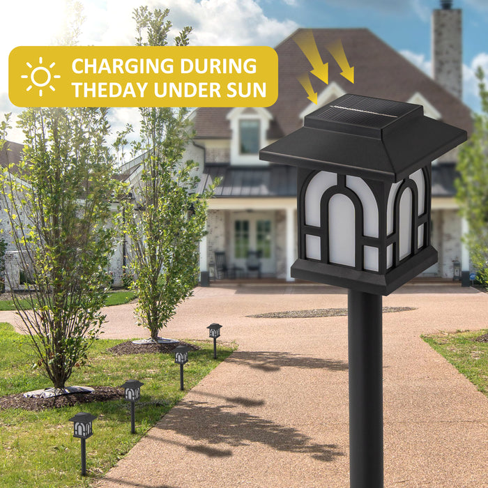 Black Solar Flickering Flame LED Outdoor Path Lights (6-Pack)
