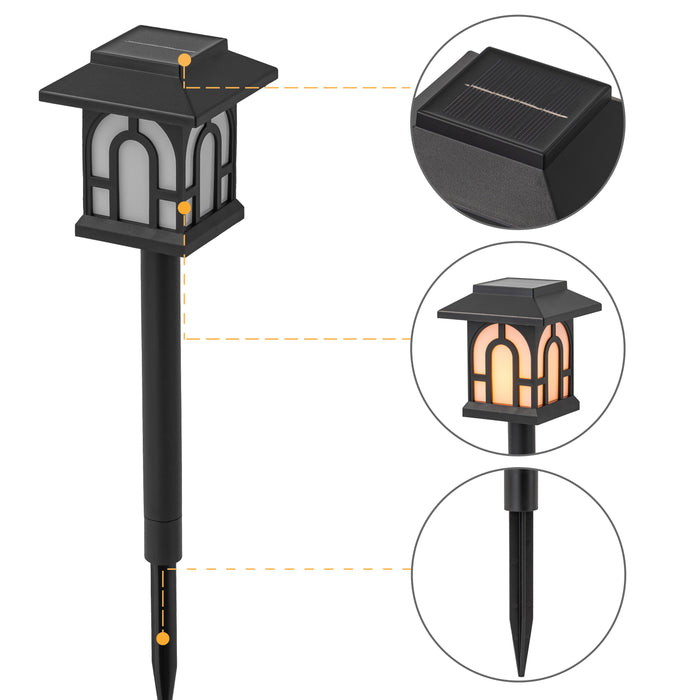 Black Solar Flickering Flame LED Outdoor Path Lights (6-Pack)