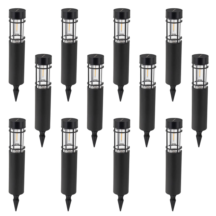 Black Solar LED Outdoor Path Lights (12-Pack)