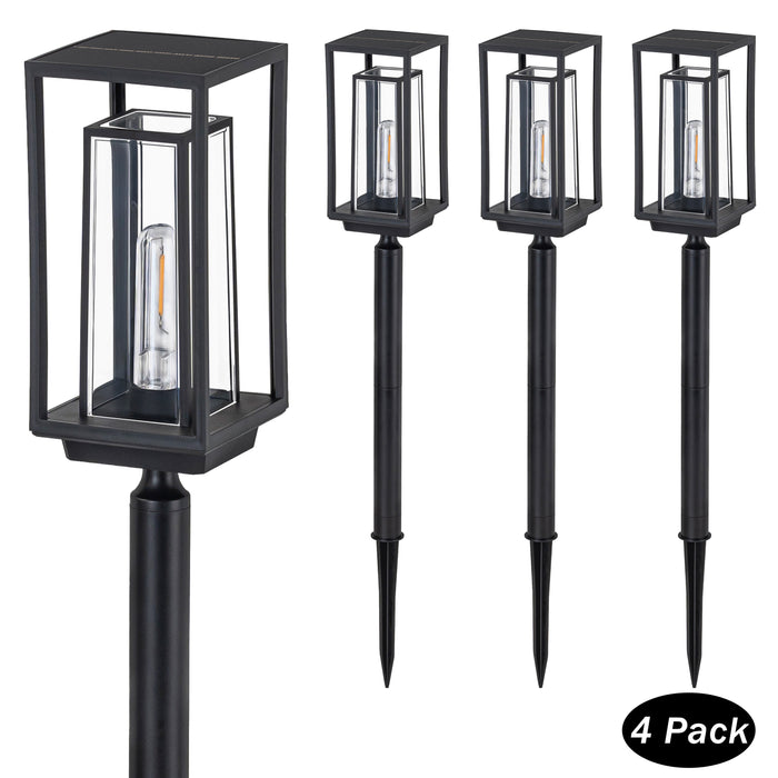 Black Solar LED Outdoor Path Lights (4-Pack)