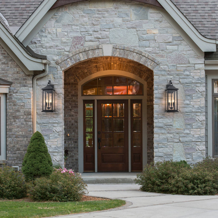 2 Pack 22” Large Matte Black Outdoor Wall Lights With Clear Tempered Glass