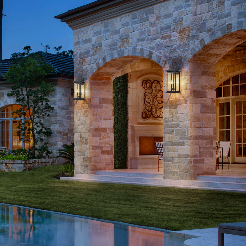 2 Pack 22” Large Matte Black Dusk to Dawn Outdoor Wall Lights With Clear Tempered Glass