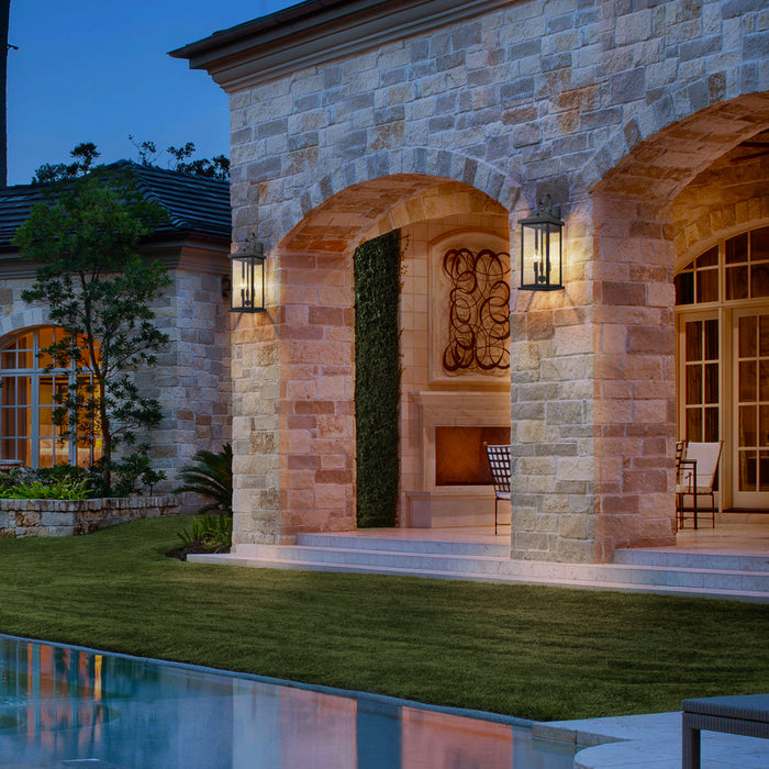 22” 2 Pack Large Matte Black Dusk to Dawn Outdoor Wall Lights With Clear Tempered Glass