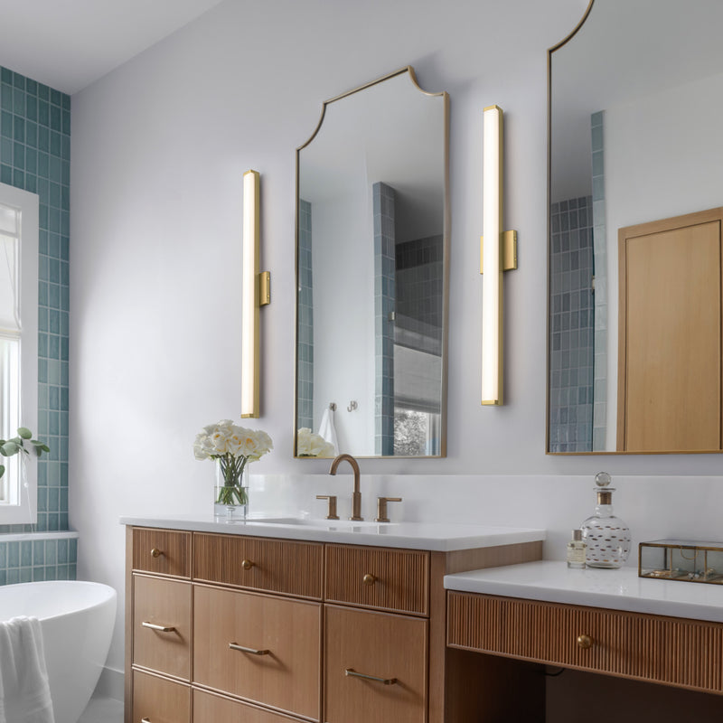 36” Brushed Gold LED Vanity Bar Light Indoor Wall Sconce with Acrylic Shade