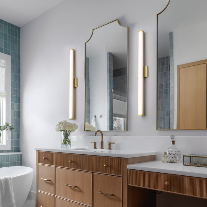 36” Brushed Gold LED Vanity Bar Light Indoor Wall Sconce with Acrylic Shade