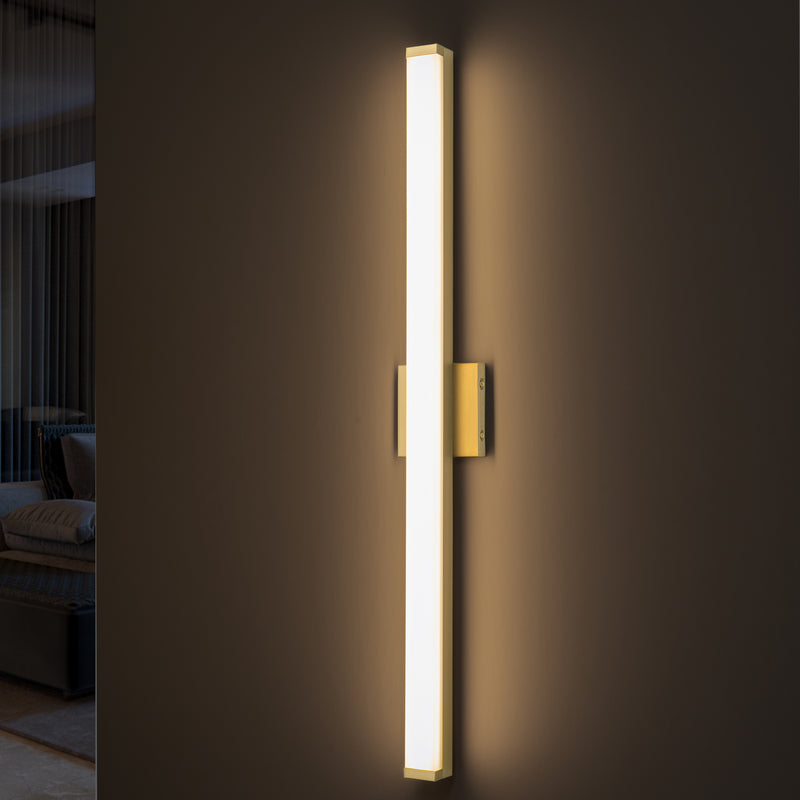 36” Brushed Gold LED Vanity Bar Light Indoor Wall Sconce with Acrylic Shade